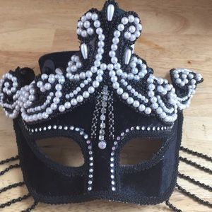 Black  Beaded Mask Costume Masquerade